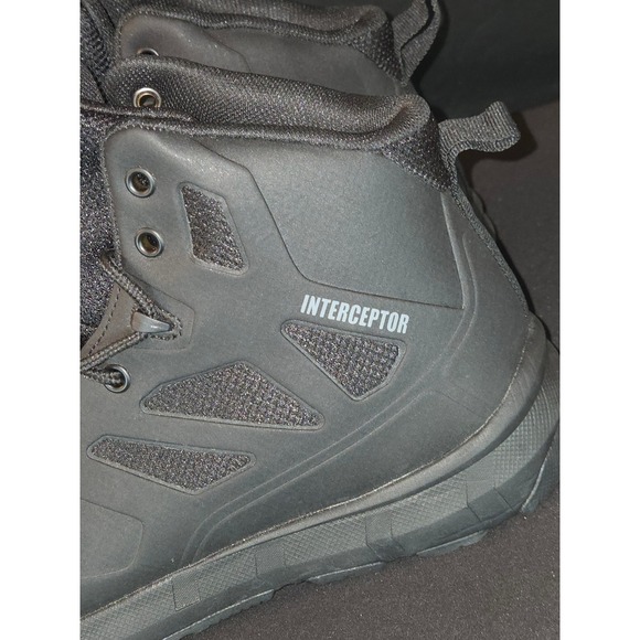 Interceptor Mens Black Ankle Boots Lace Up Work Hiking Shoes Size 8.5 - Picture 5 of 9
